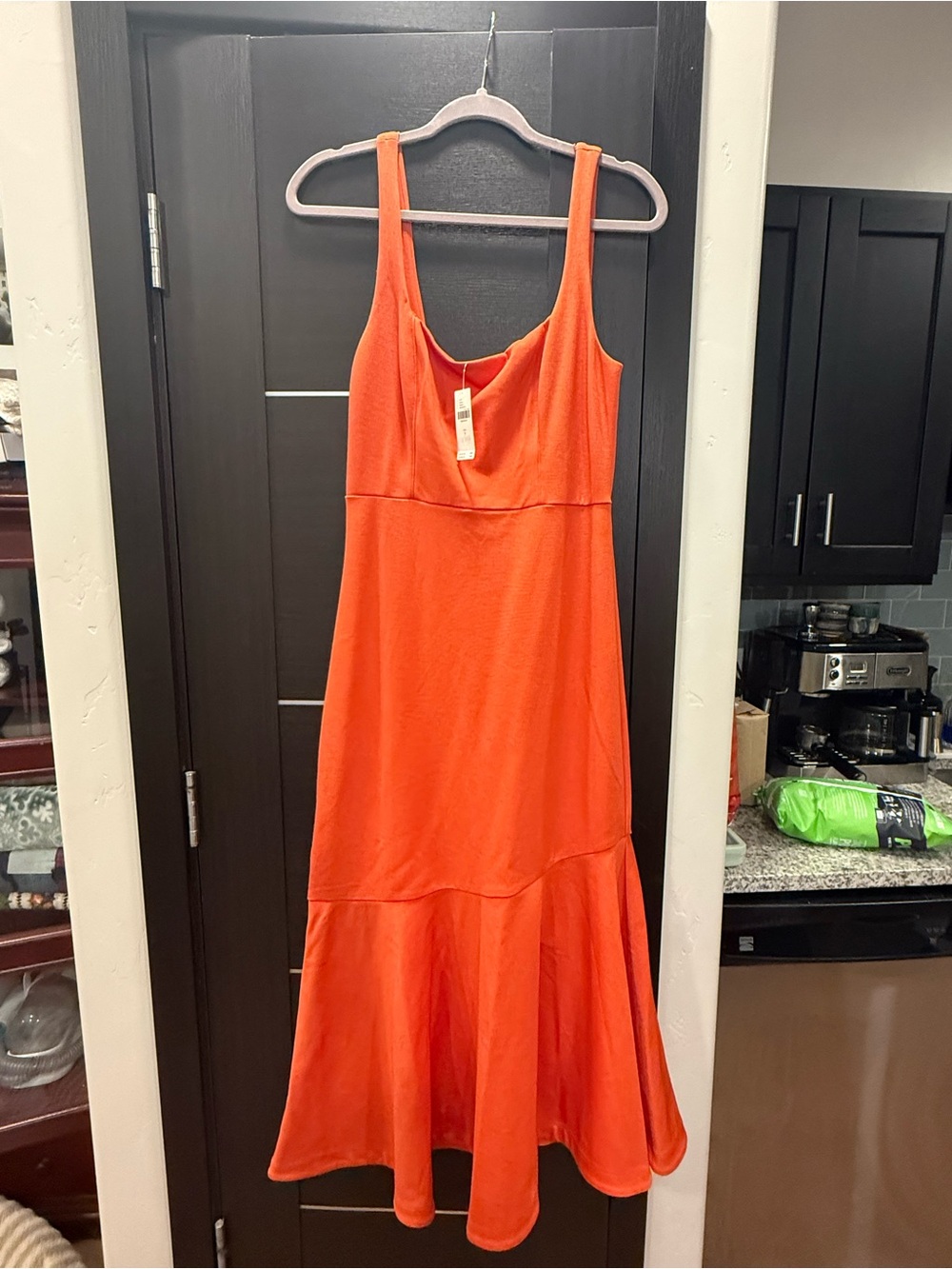 Anthropologie Bright Orange Sleeveless Midi Dress